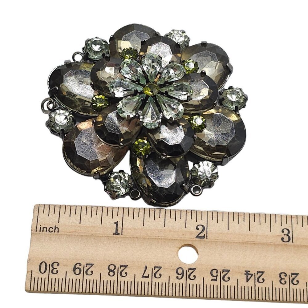 Gray Prystal Flower Floral Silver Tone Vintage Jewelry For Repair - Picture 4 of 4